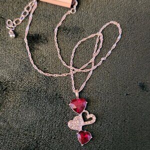 NWT 4 Heart Sterling Silver Necklace